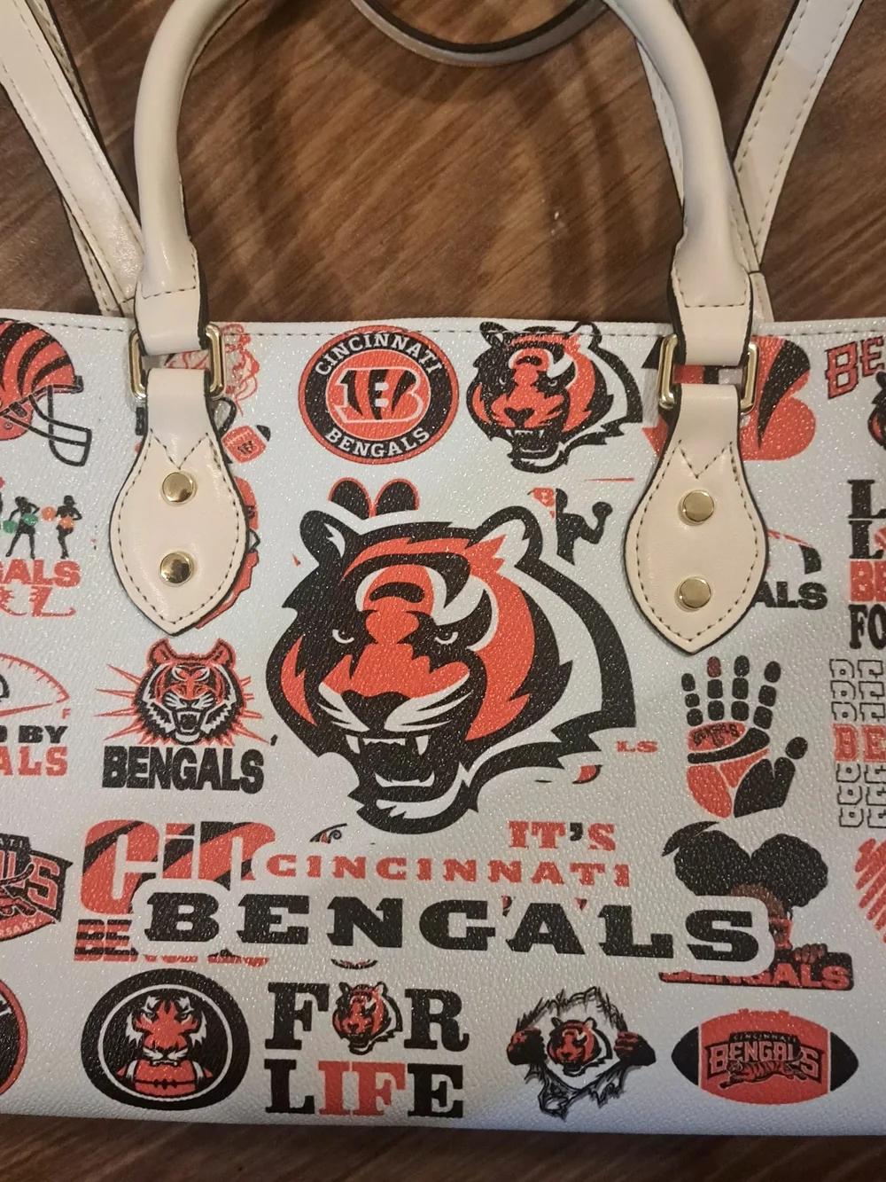 Cincinnati Bengals Starbucks Graphic Satchel/ Shoulder Bag in White/Orange Black